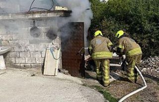 Gönen’de mermer atölyesinde çıkan yangın kısa...