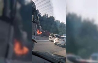 Hayvan yüklü kamyon alevlere teslim oldu