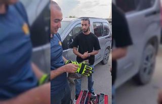 Iğdır’da aracın motor kısmında sıkışan yavru...