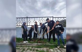 Öğrenciler fidan dikti