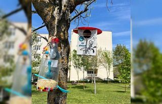 Öğrencilerden kuşlar için yuva ve yemlik