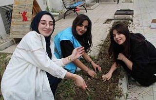 Öğrencilere hobi bahçesi kuruldu