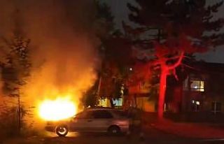 Park halindeki otomobil alev alev yandı