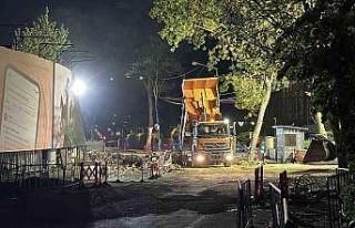 Sarıyer’de çöken yolda yapılan onarım çalışmaları...