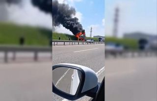 Tır alev topuna döndü