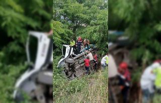 Trabzon’da dolmuş şarampole yuvarlandı: 5 yaralı