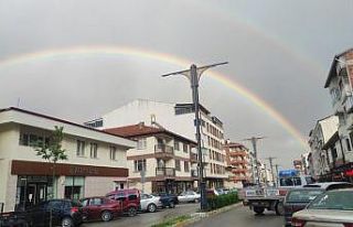 Yozgat’ta gökkuşağı izleyenlere görsel şölen...