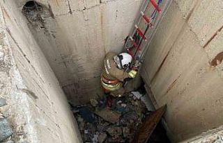7 metrelik su kuyusuna düşen kediyi itfaiye kurtardı
