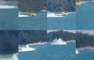 Adana’da uçağın suya düşme anı kamerada