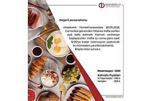 Akademik ve idari personele açık büfe kahvaltı...