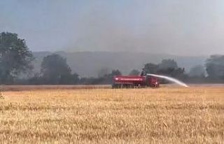 Anız yangını güçlükle söndürüldü
