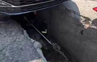 Ankara’da aracın altına giren yılan çıkarıldı