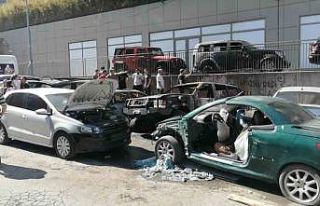 Ataşehir’de sanayi sitesinde yangın: Park halindeki...