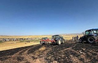 Ayaş’ta 57 dönümlük ekili arazi yandı