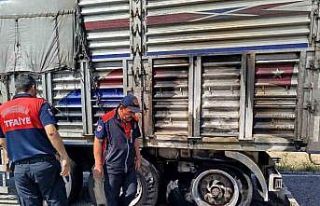 Balataları tutuşan tırın küle dönmesini itfaiye...