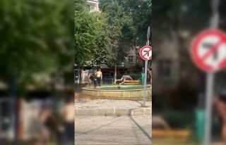 Elazığ’da havalar ısındı, çocuklar süs havuzuna...