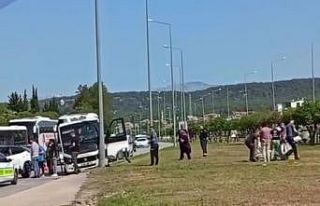 Freni patlayan minibüs önündeki araca ve aydınlatma...