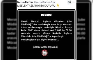 Mersin Barosu’ndan tepki çeken karar: Narkotik...