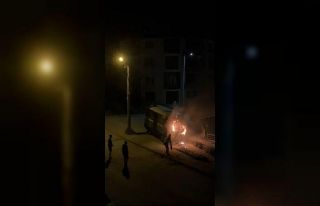 Park halindeki minibüs alev aldı