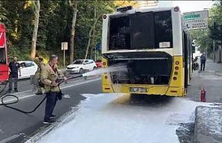 Sarıyer’de otobüste çıkan yangın söndürüldü