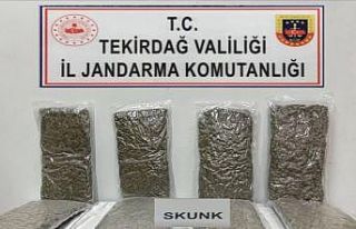 Tekirdağ’da otoyol gişelerinde 12 kilogram skunk...