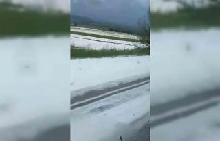 Tokat’ta dolu nedeniyle araziler beyaza büründü