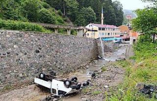 Trabzon’da kamyonet dereye uçtu: 2 yaralı