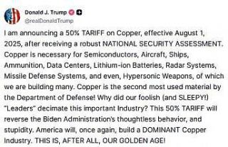 ABD Başkanı Trump’tan bakıra yüzde 50’lik...