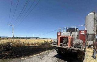 Anız yangını çiftliğe sıçramadan söndürüldü