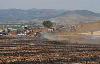 Balya makinesinden çıkan yangın 100 dönüm araziyi...