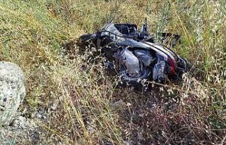 Devrilen motosikletin sürücüsü yaralandı