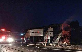 İşçi servis otobüsünde korkutan yangın