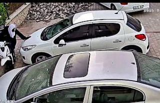 Kafasına atlet ve kask geçirerek hırsızlık girişiminde...