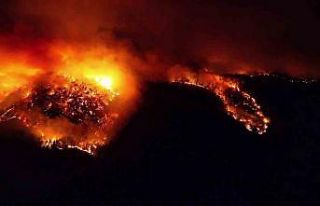 Kara yoluna yaklaşan alevler dronla görüntülendi