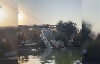 Mersin’de freni patlayan kamyon sulama havuzuna...