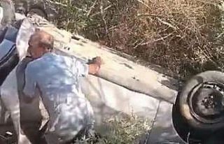 Milas’ta araç şarampole yuvarlandı: 1 yaralı