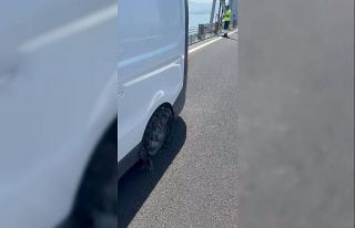 Osmangazi Köprüsü’nde iki aracın lastikleri...