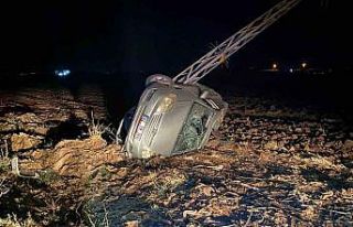 Otomobil tarlaya yuvarlandı
