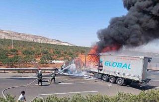 Park halindeki tıra çarpan tır alev topuna döndü:...