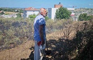 Sinop’ta çöp yangını otlara sıçradı