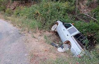 Yangın ekibine yemek götüren araç şarampole yuvarlandı