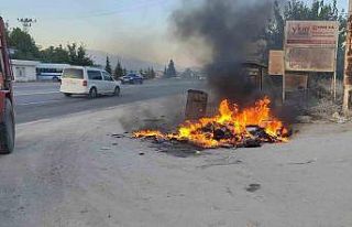 Alev alan kuru otlar söndürüldü