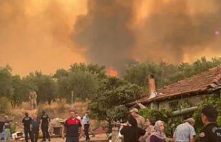 Alevlerin esir aldığı kırsal mahalle havadan görüntülendi
