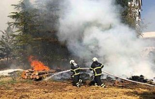 Apartmanın bahçesinde korkutan yangın