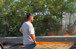 Bursa-İzmir-İstanbul otoyolunda yangın