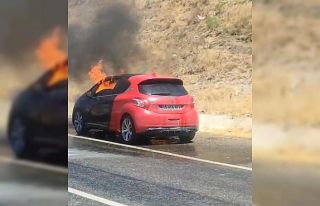 Diyarbakır’da seyir halindeki otomobil alevlere...