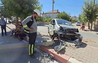 Karaman’da kediye çarpmamak için manevra yapan...