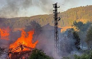 Kastamonu’da alevlere telim olan iki samanlık yandı