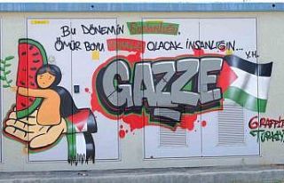 Onikişubat Belediyesi, Filistin temalı grafitilerle...