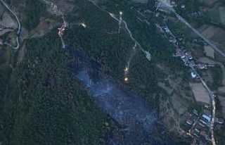 Orman yangınındaki acı tablo havadan görüntülendi